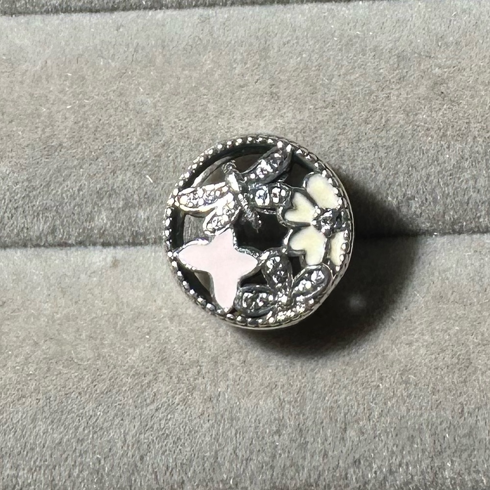Authentic Pandora dragonfly Silver and Pink Charm